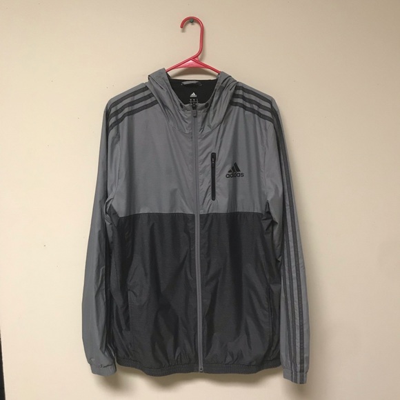 grey adidas windbreaker